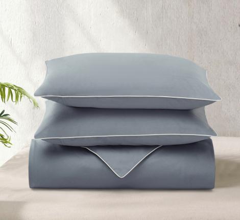 Постельное бельё "KARTEKS" сатин однотонный с кантом HK-04 (серый), Евро
