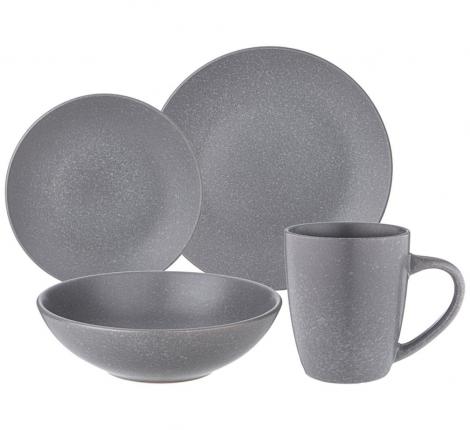 Набор посуды обеденный BRONCO &quot;MOMENTS&quot; (серый) на 4 персоны, 16 предметов