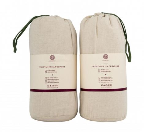 Простыня на резинке в тубусе "Luxberry" ВЕСТА 180x200x30, натуральный