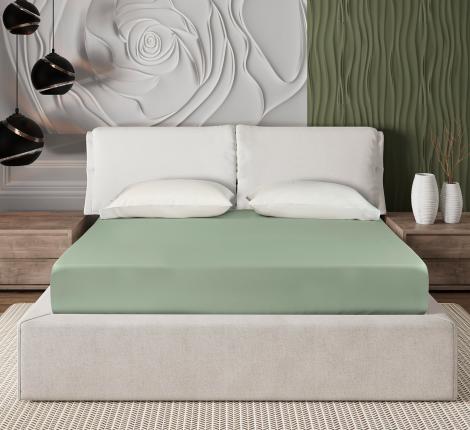 Простыня на резинке Sharmes "Bamboo" 160х200, оливковый