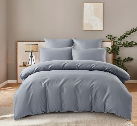 Постельное бельё "KARTEKS" сатин однотонный с кантом HK-04 (серый), 2 спальный