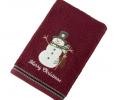 Полотенце Arya с вышивкой Рождество 30x50 Snowman, Бургунди