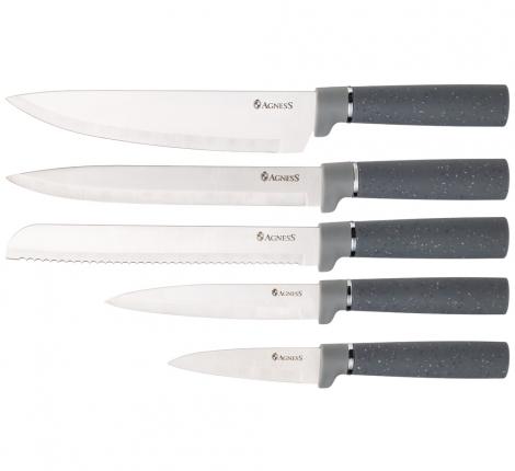 Набор кухонных ножей (5 шт.) и приборов "AGNESS" 671-201, 12 предметов