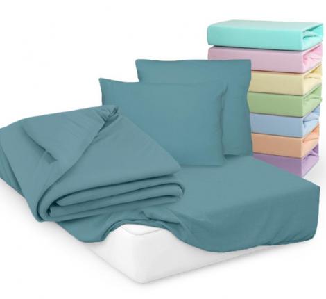 Простыня на резинке "Cleo" 18/18 Трикотаж 180х200х25, голубая ель