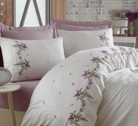 Постельное бельё "DANTELA VITA" сатин с вышивкой NISA, Евро