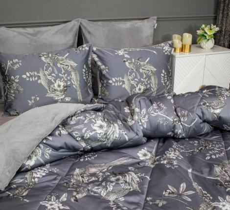 Постельное белье с одеялом "Kazanov.A." Фазан (графит бежевая платина) Велюр/Egypt Cotton, Семейный