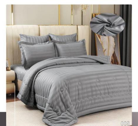 Постельное бельё c одеялом EFOR SATEN модель 2 (серый), Евро