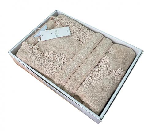 Халат женский махровый Maison D'or "ANNA"  XL(50)-XXL(52), пудра