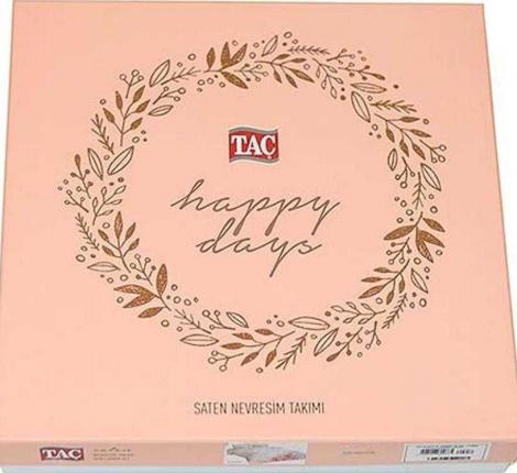 Постельное белье "TAC" Happy Days сатин ANGEL Семейный, кремовый