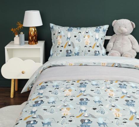 Постельное белье "Siberia" Собачки (серый) Ранфорс, 1,5 спальный
