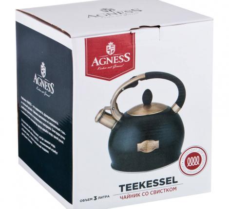 Чайник со свистком "ТЮДОР" 937-820, 3,0 л (чёрное золото)