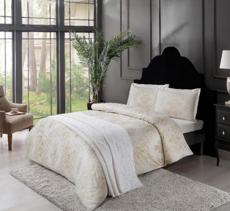 Постельное белье "TAC" Happy Days сатин ANGEL Семейный, кремовый