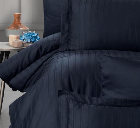 Постельное бельё "DO&CO" Сатин DELUX STRIPE, 1,5 спальный (синий)