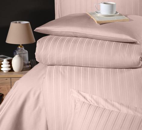 Постельное бельё "DO&CO" Сатин DELUX STRIPE, Евро (пудра)