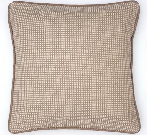Подушка декоративная "CUBE" 45х45, кремово-бежевая клетка (кант коричневый)