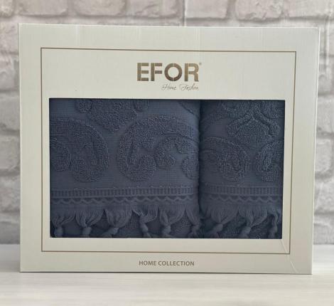 Набор махровых полотенец EFOR (50*90, 70*140) VASE NEW COTTONI (темно-синий)