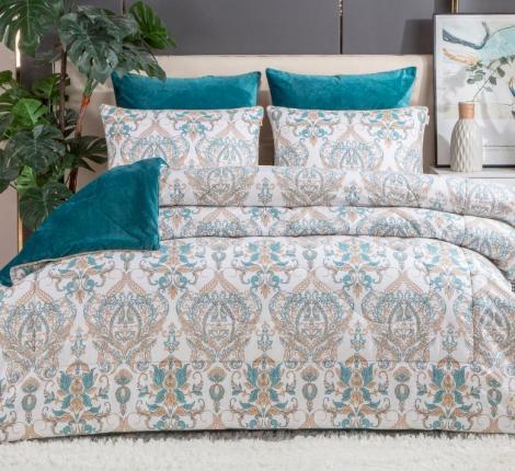Постельное белье с одеялом "Kazanov.A." Мартин (бежевый изумруд) Велюр/Egypt Cotton, Евро