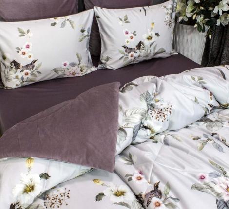 Постельное белье с одеялом "Kazanov.A." Севилья (жемчуг пыльная орхидея) Велюр/Egypt Cotton, Евро