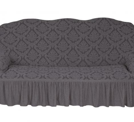 Чехол на 3-х местный диван Karteks "Классика" с оборкой KAR 012-04, серый