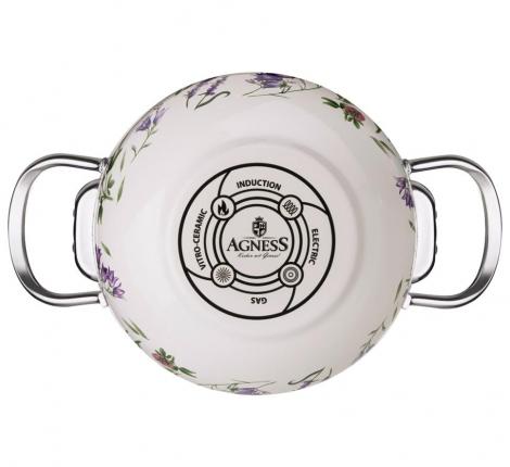 Кастрюля эмалированная со стеклянной крышкой "FLOWER STORY", 1,5 л