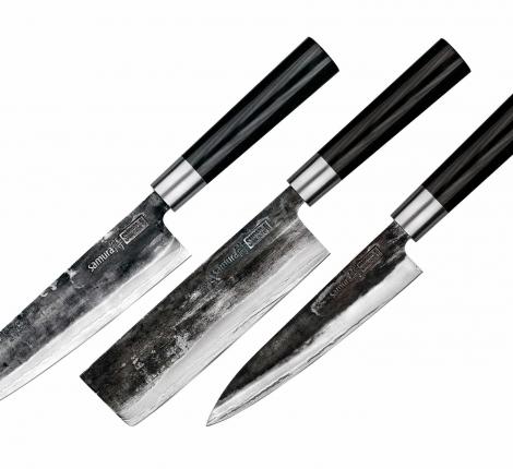 Набор из 3 кухонных ножей &quot;Samura SUPER 5&quot;, гвоздичное масло, салфетка