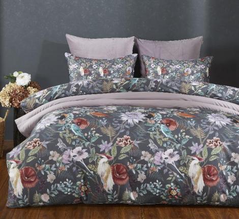 Постельное белье с одеялом "Kazanov.A." Маки (графит лаванда) Велюр/Egypt Cotton, Семейный