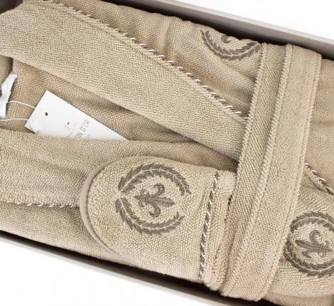 Халат мужской махровый с капюшоном Maison D'or "SEYMOUR" бежевый, 5XL(58)/6XL(60)