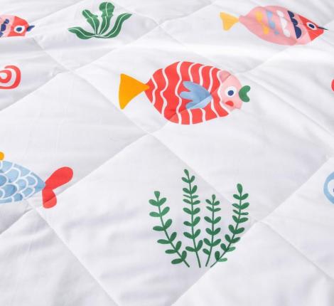 Постельное белье с одеялом детское "Sofi de Marko" Аквариум (белый) Сатин, 1,5 спальный