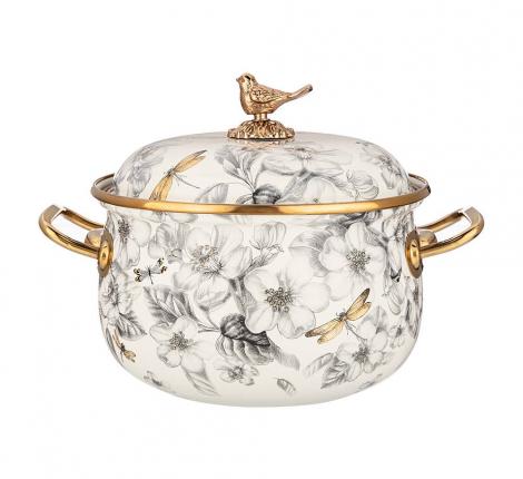 Кастрюля эмалированная с крышкой "ЯБЛОНЕВЫЙ САД", 2,8 л