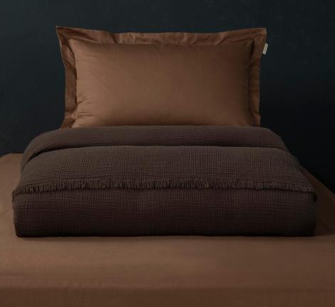 Постельное белье с покрывалом "Kazanov.A." Stonewash Muslin (брауни охра) Муслин, Евро