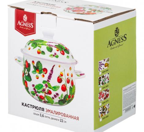 Кастрюля эмалированная с крышкой "ПРОВАНС" ЛИМОНЫ, 3,6 л