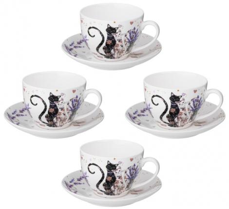 Чайный набор "ЛАВАНДОВЫЕ КОТЫ" на 2 персоны, 4 предмета (275 мл)