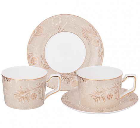 Чайный набор "ЗОЛОТЫЕ УЗОРЫ" на 2 персоны, 4 предмета (280 мл)
