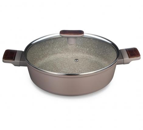 Сотейник с крышкой "AGNESS" 902-115 с антипригарным покрытием PFLUON MARBLE, 26*7,5 см