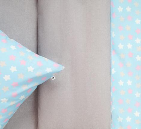 Постельное белье "Siberia" Звездочки (синий) Ранфорс, 1,5 спальный