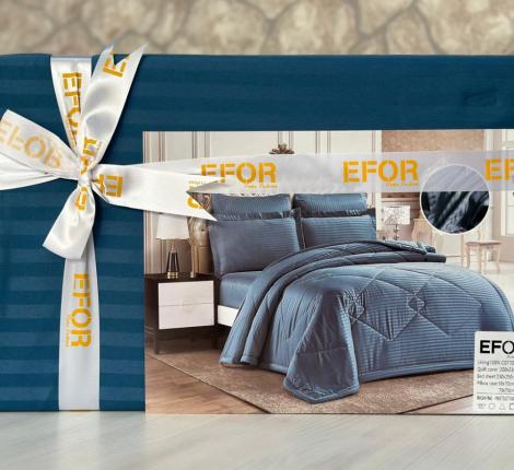 Постельное бельё c одеялом EFOR SATEN MAVI синий (2 наволочки), Евро