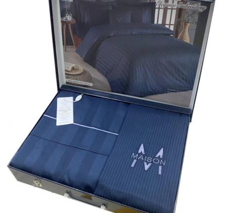 Постельное бельё "Maison D'or" ELEGANCE Страйп-сатин Евро, антрацит/серый