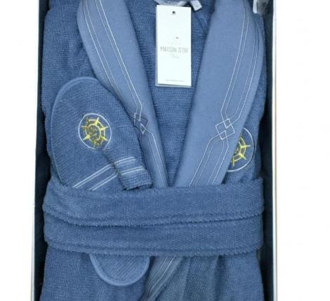 Халат мужской махровый Maison D'or "ELEGANZE MARINE" голубой, M(46)/L(48)