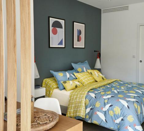 Постельное бельё "Blanc des Vosges" LOVE BIRDS DENIM перкаль, 1,5 спальный