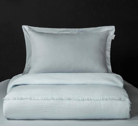 Постельное белье с покрывалом "Kazanov.A." Stonewash Muslin (аквамарин жемчуг) Муслин, Евро