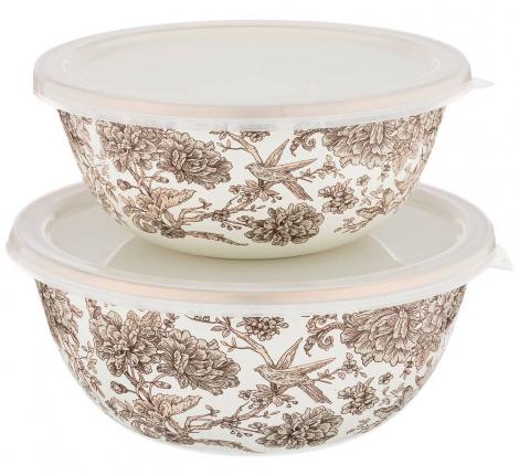 Набор эмалированных мисок 3 шт. с крышкой "ROYAL GARDEN", 6 предметов