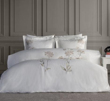 Постельное бельё "DANTELA VITA" сатин с вышивкой LAVINYA (бежевый), Евро