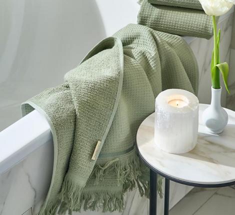 Комплект вафельно-махровых полотенец Luxberry "IRIS" (30x50,50x100,70x140), зелёный