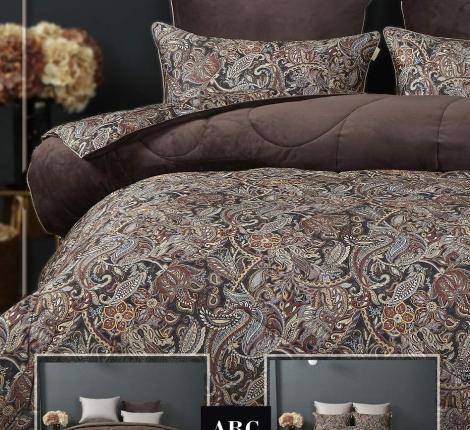 Постельное белье с одеялом "Kazanov.A." Катар (брауни) Велюр/Egypt Cotton, Семейный
