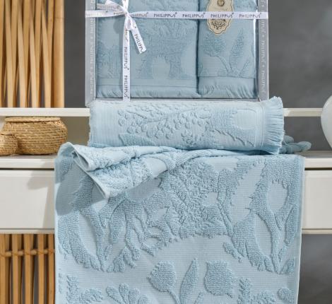 Комплект махровых полотенец с бахромой "PHILIPPUS" (50x90/70х140) 2 шт. BELEK, бирюзовый