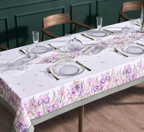 Скатерть с пропиткой "ИРИСЫ" 140х300 см, белый