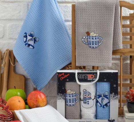 Салфетки вафельные "METEOR" 40х60 (3 шт.) TREE СИМВОЛ ГОДА V2