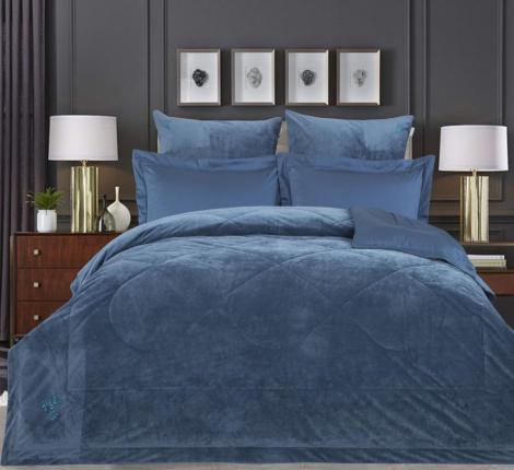 Постельное белье с одеялом "Kazanov.A." Lindor Premium (деним платина) Велюр/Egypt Cotton, Семейный