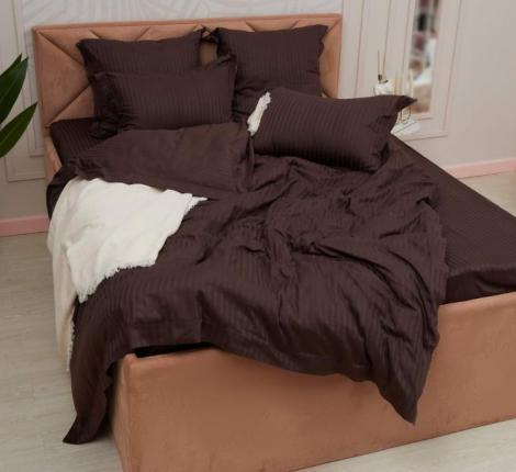 Постельное белье "Sofi de Marko" Моне (шоколад) Страйп Сатин, 1,5 спальный