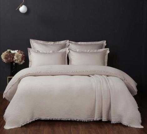 Постельное белье с покрывалом "Kazanov.A." Stonewash Muslin (кремовый) Муслин, Евро